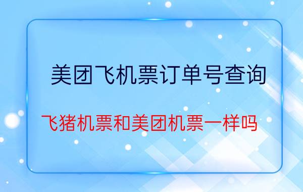 美团飞机票订单号查询 飞猪机票和美团机票一样吗？